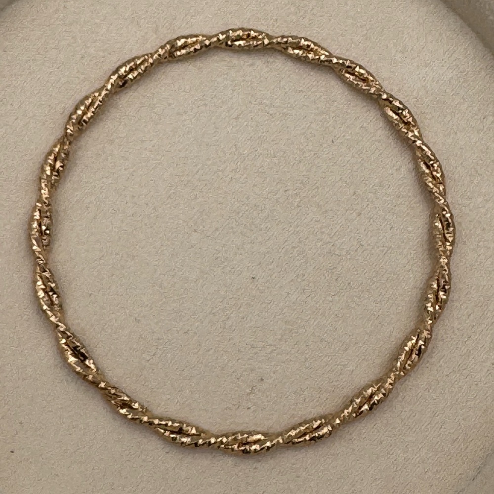 Vintage Gold Tone Nugget Twist Bangle Bracelet‎ Textured Rope Design Stacking